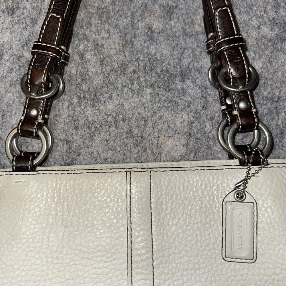 Vintage Coach White Pebble Leather Chelsea‎ Handbag Purse No.F0782- F10890 -(55) - Picture 9 of 12
